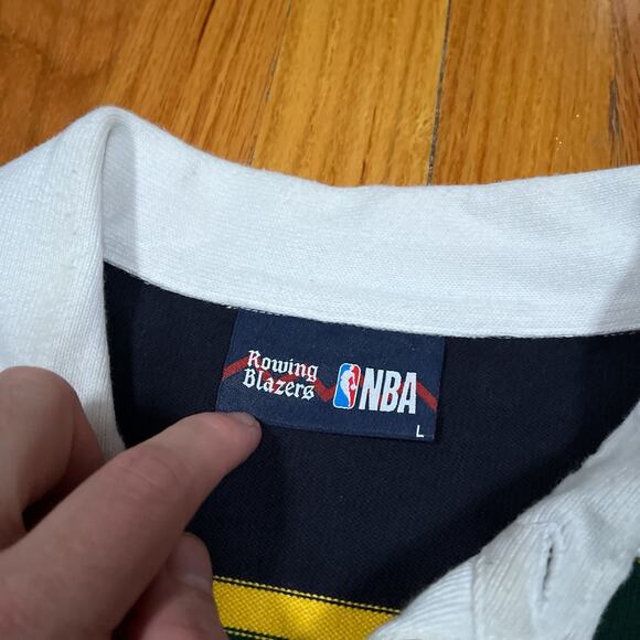 NBA Rowing Blazers Chicago Bulls Polo Rugby Size Large Striped Colorblock Shirt - Picture 4 of 10